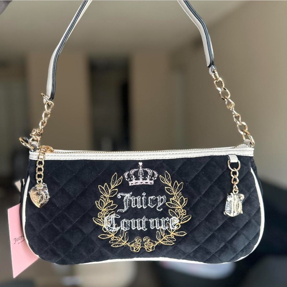 Juicy Couture Black and Gold Quilted Shoulder Bag